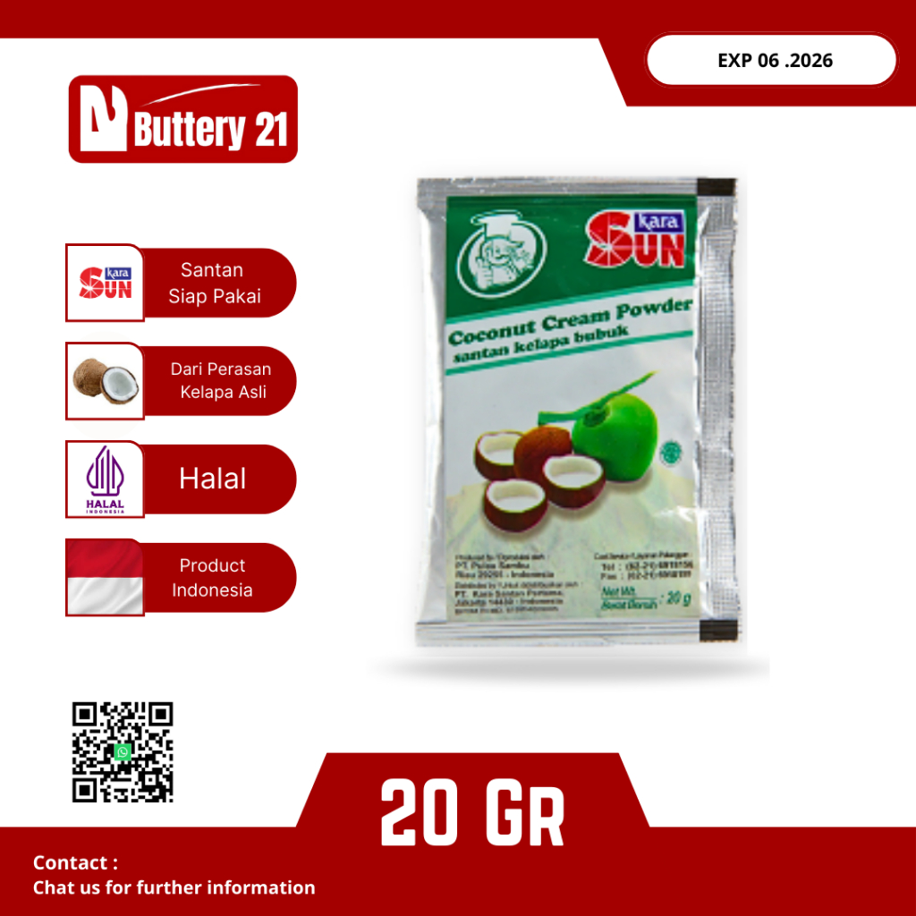 

SAN KARA BUBUK 20 GR/SUNKARA/COCONUT CREAM POWDER/BUBUK SANTAN KELAPA/BUBUK KELAPA