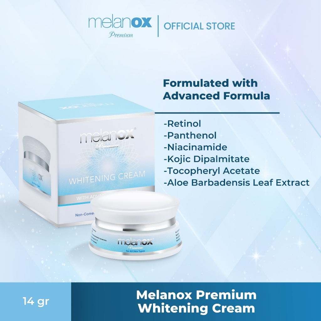Melanox Premium Whitening Cream 14gr Cream Pemutih Wajah Mengandung Niacinamide Pathenol Retinol Men
