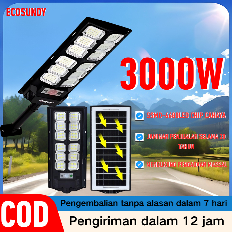 【12jam delivery】3000w lampu jalan LED Lampu tenaga surya otomatis Lampu Tenaga Matahari outdoor Sola