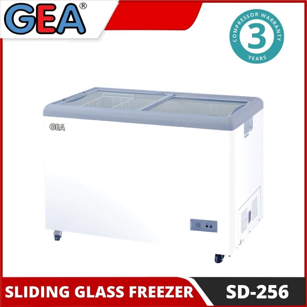 CHEST FREEZER BOX SLIDING FLAT GLASS GEA SD-256 FREEZER ES KRIM ICE CREAM KACA GESER 256 LITER SD 26