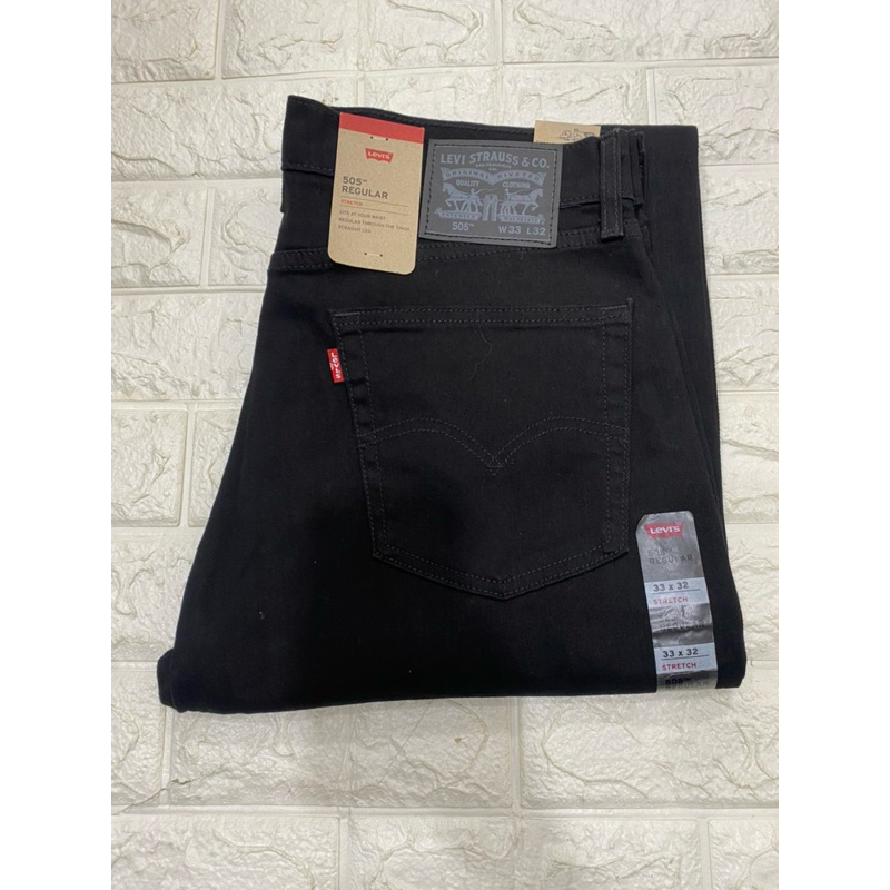 Celana Panjang Jeans Pria levis 505 Reguler Stretch Hitam 505-1469