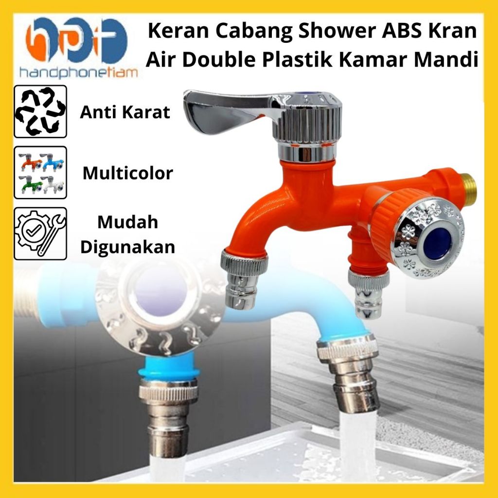 Keran Cabang 2 Shower Color Water Faucet  / Keran Cabang Engkol Shower Wastafel Wudhu Taman Termurah