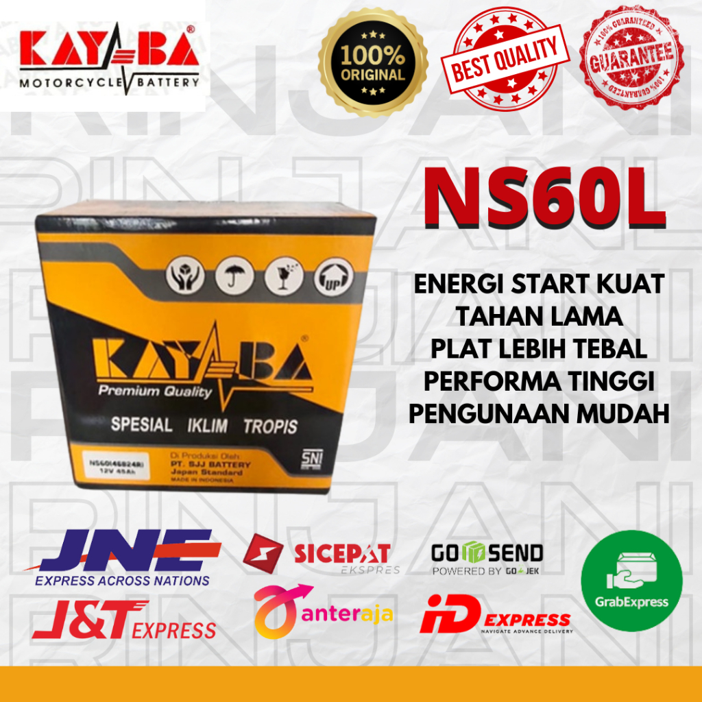 AKI MOBIL 45 AMPER KAYABA NS60L HONDA CITY // LIVINA // YARIS // CIVIC FD // BALENO // COROLLA // PI