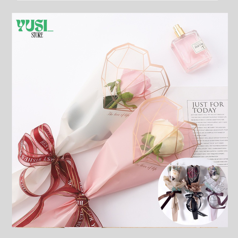 Plastik Bunga Mawar 1 Tangkai Wrapping Plastik Mini Buket Plastik Bungkus Bunga SF01