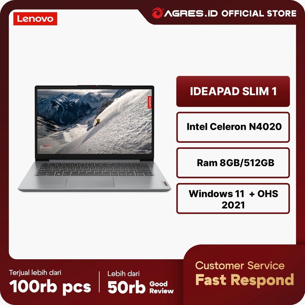 LENOVO IDEAPAD SLIM 1 14 N4020 8GB 512GB WIN11PRO+OHS 14.0 1Y PREM GRY -8CID