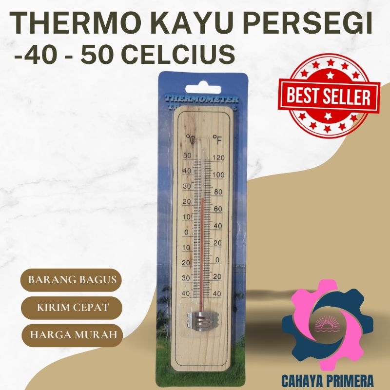 Thermometer ruangan kayu alat pengukur suhu ruang