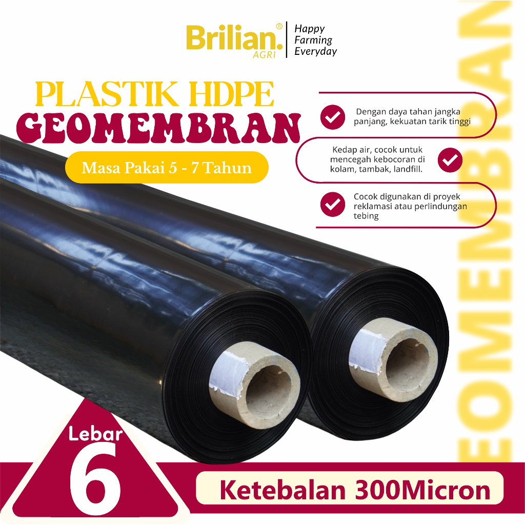 GEOMEMBRAN HDPE TEBAL 300 MICRON LEBAR 6 METER