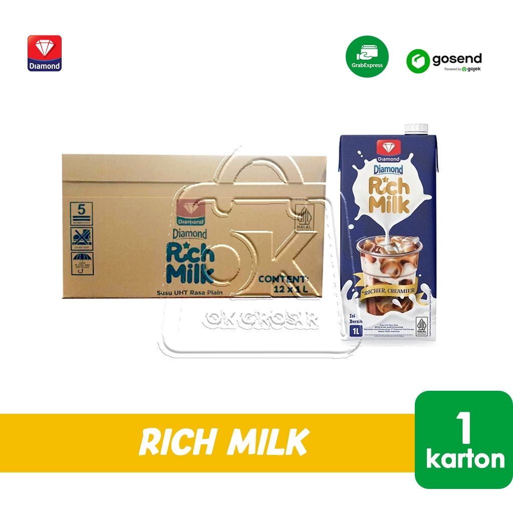

DIAMOND RICH MILK 1 Karton x 1L Gold Creamy UHT Susu Krimer Rasa Plain (KHUSUS INSTANT)