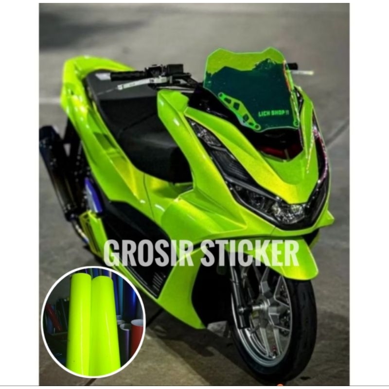 Stiker skotlet hijau muda glossy scotlite motor hijau stabilo sticker warna hijau
