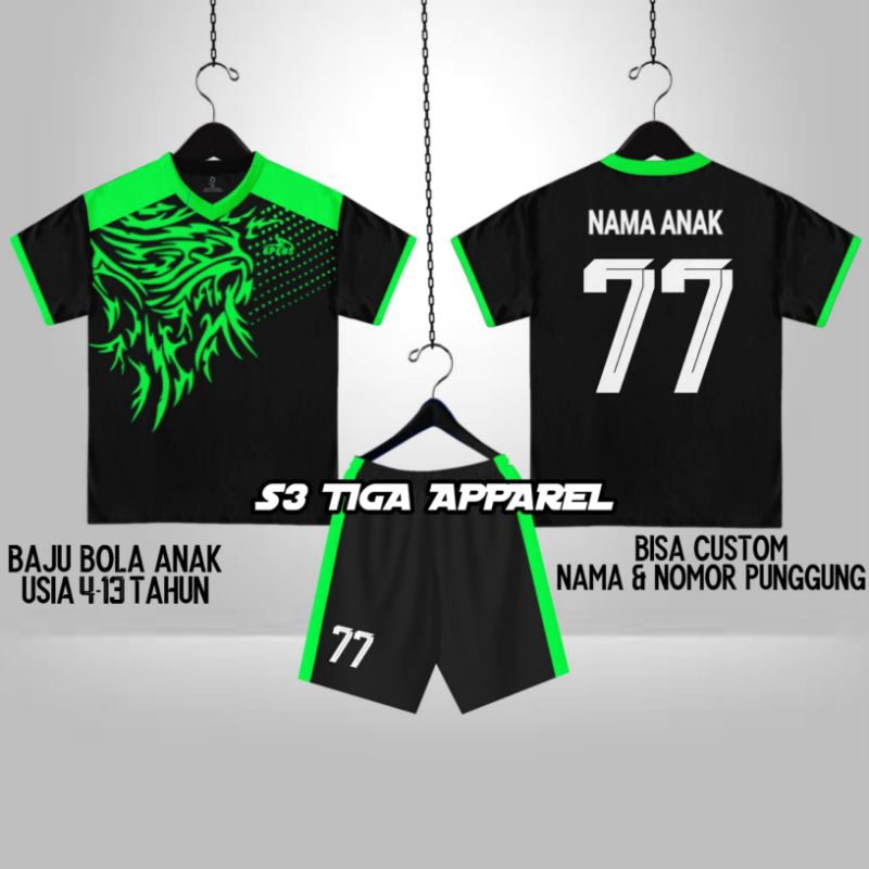 COD baju bola anak BISA CUSTOM NAMA NOMOR 1 set jersy bola futsal badminton voli anak anak umur 5-13