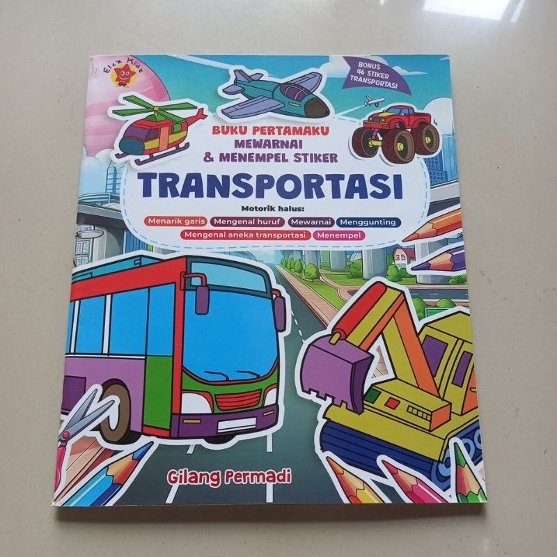 buku pertamaku mewarnai & menempel stiker transportasi