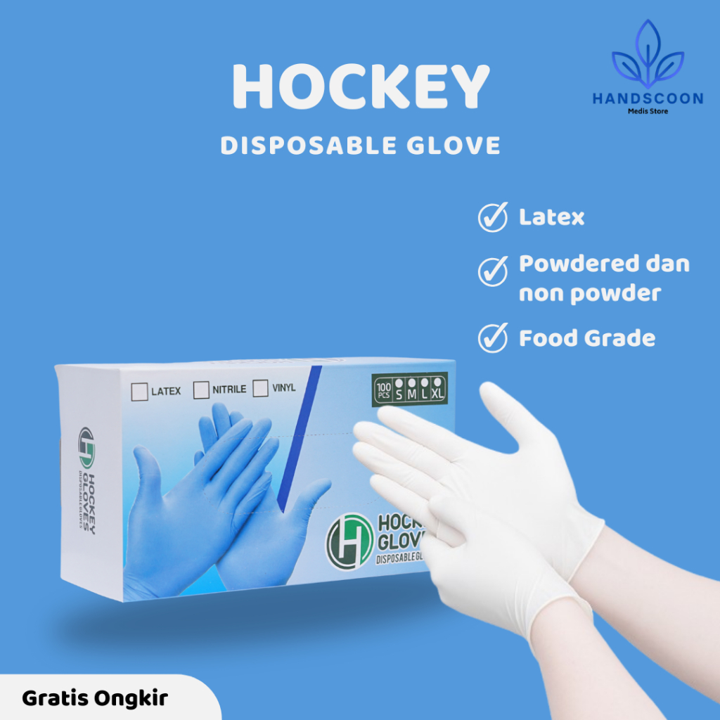 Medis Store - sarung tangan latex - hockey glove POWDER - handscoon medis - sarung tangan putih