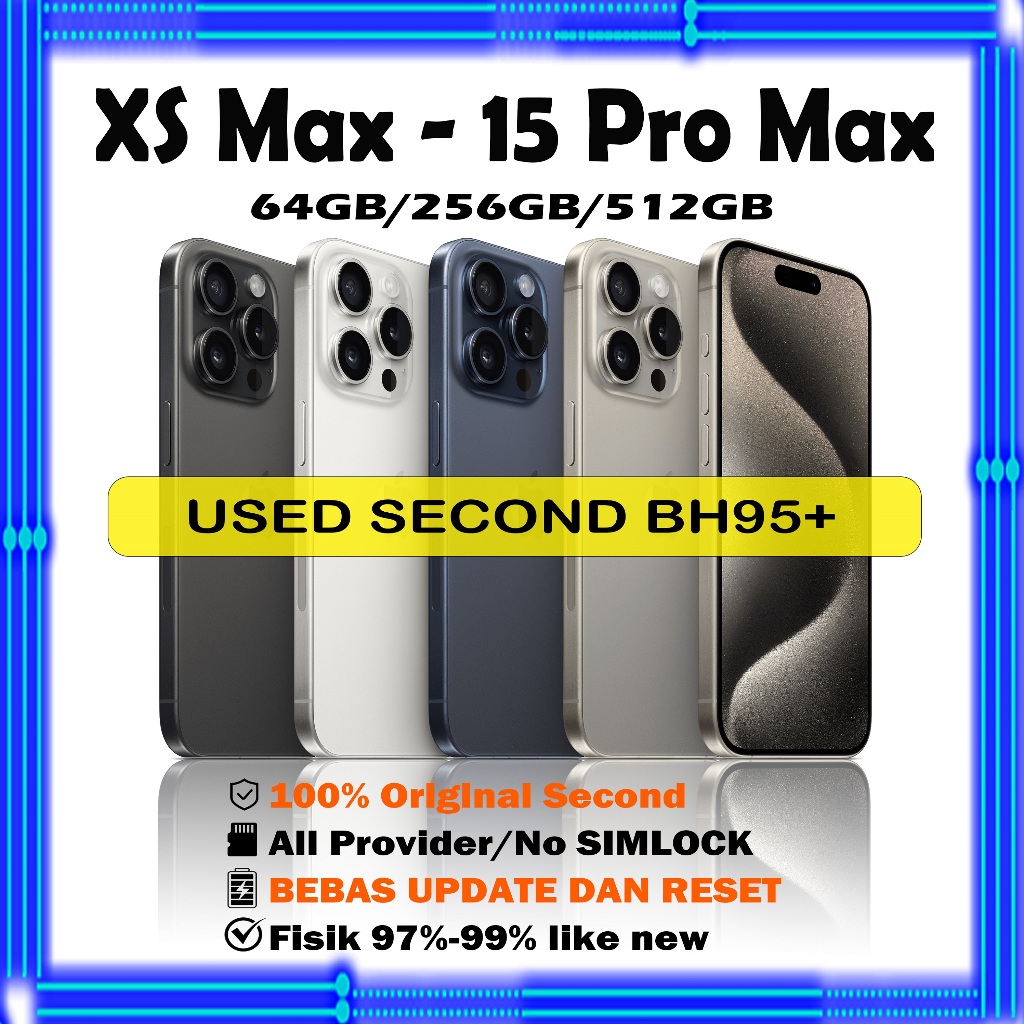 ip 15 pro max second 64GB/256GB/512GB Original fullset Mulus / ip XS MAX Ganti housing