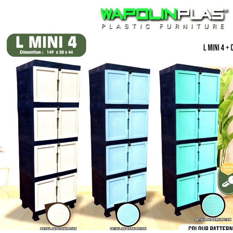 [ ®️NEW ORI®️ ] Lemari plastik Wapolin L 4/ 3  susun tebal berkualitas