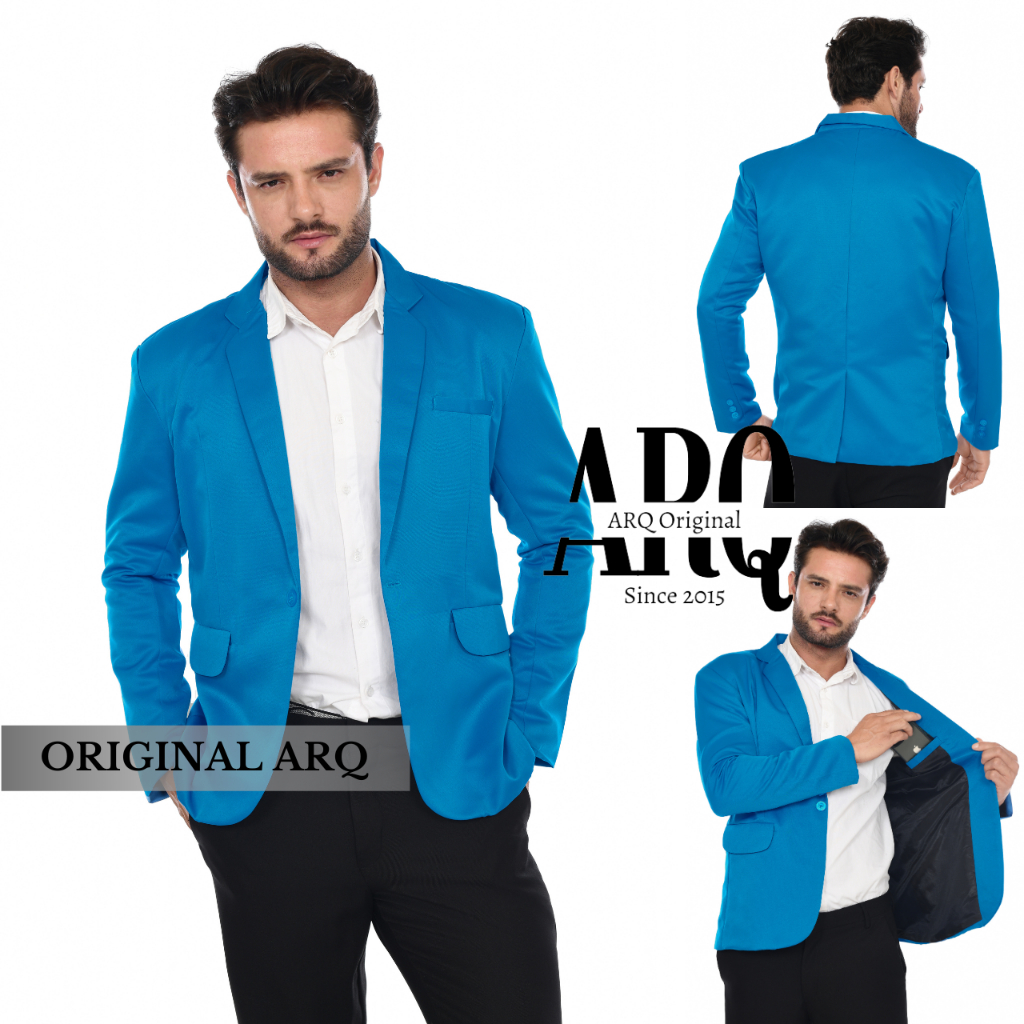 Jas Blazer Pria Terbaru Warna Biru Turkish Model Slimfit Bahan Premium/Blazer Formal Casual Keren