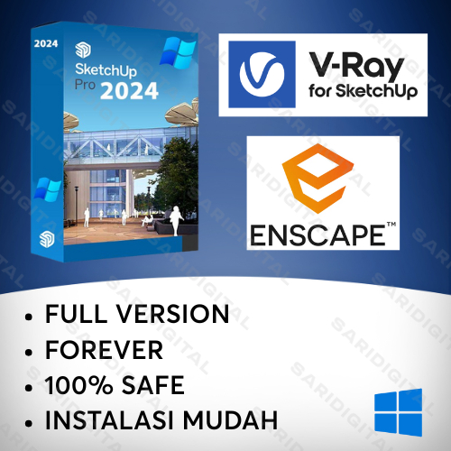 SketchUp Pro 2024 PERMANEN + VRay + Enscape (WIN/MAC)