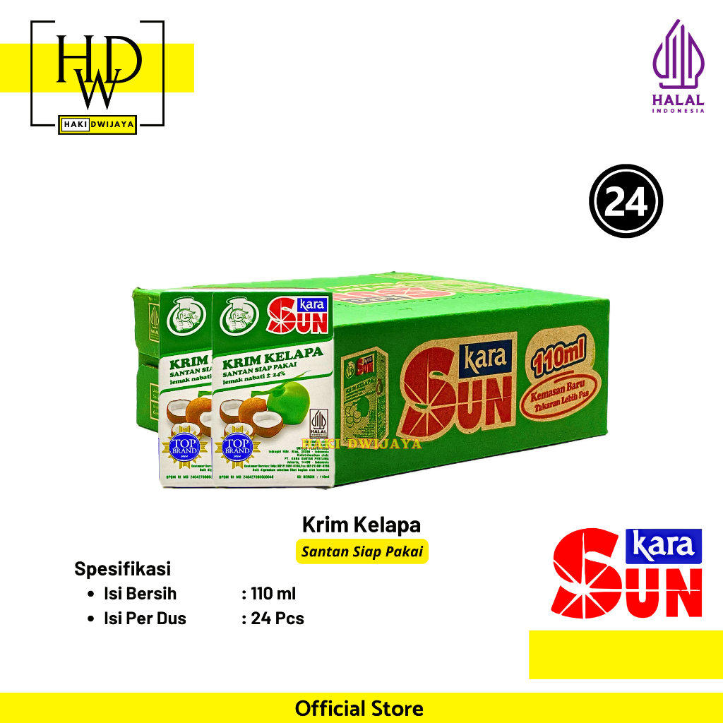 

Sun Kara Santan Kelapa / Coconut Cream 110ml 1 Dus