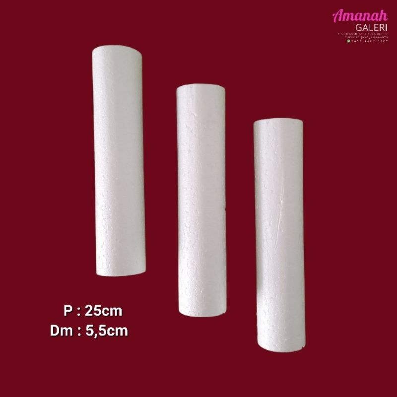 Tiang Styrofoam/Styrofoam tabung Diameter 5,5cm Panjang 25cm