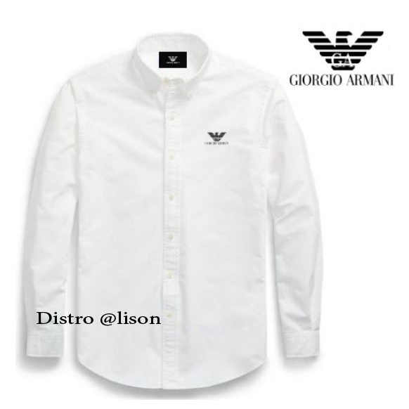 Kemeja Putih Slimfit Giorgio Armani Lengan Panjang Katun Twill 2025