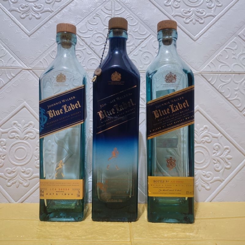 koleksi botol kosong bekas mnmn_blue label