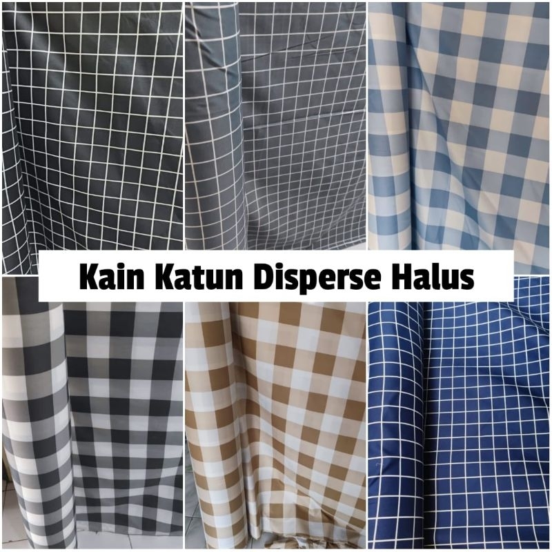 Bahan Kain Katun Disperse Harga Meteran Halus Tebal Motif Kotak Kotak Bunga Daun Karakter Emily Este