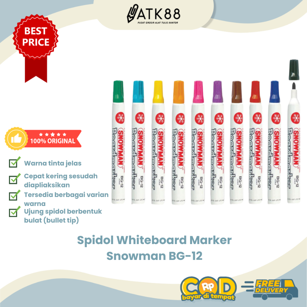 

[ATK88] Spidol Whiteboard Marker Snowman BG-12