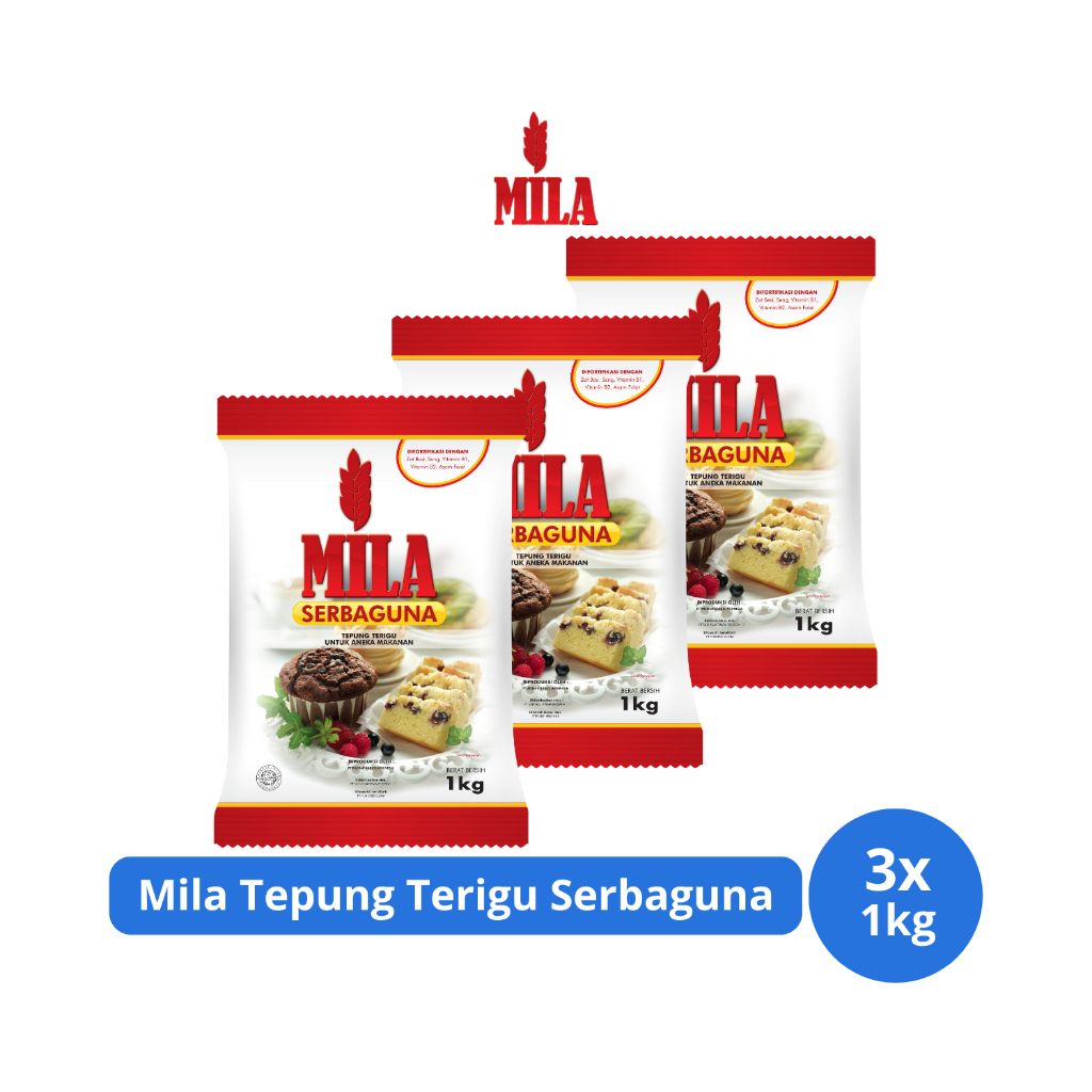 

Mila Tepung Terigu Serbaguna 1kg x 3 pcs