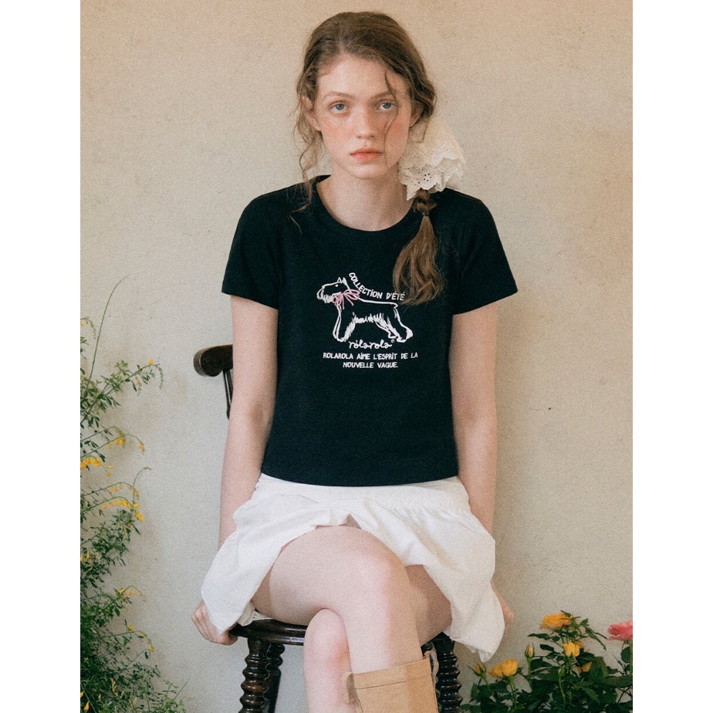 Merek fesyen Korea Rolarola, kaos lengan pendek baru yang pas di badan untuk wanita