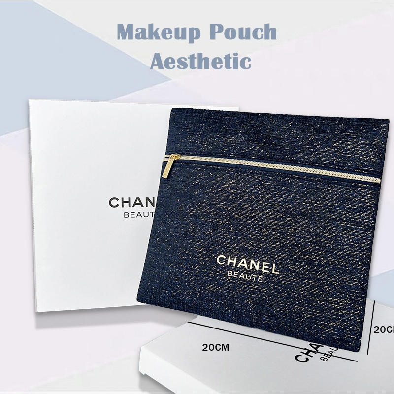 ChaneI Pouch Makeup Square Zipper Branded 20*2*20 /  Make Up Bag / Makeup Pouch Aesthetic / Cosmetic