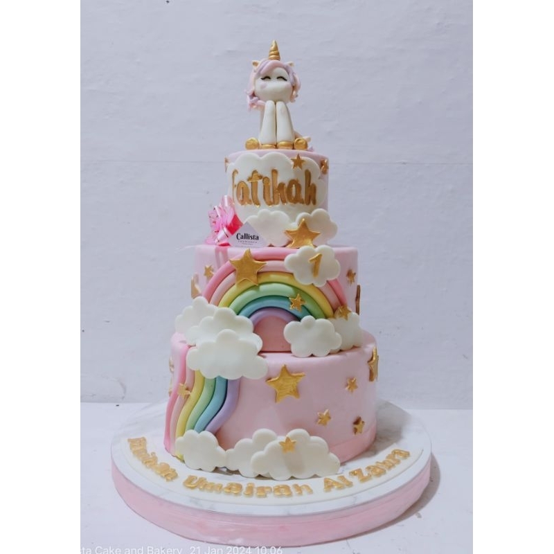 

Cake Unicorn 3 tier/ Cake Lucu/ Kue Ulang Tahun