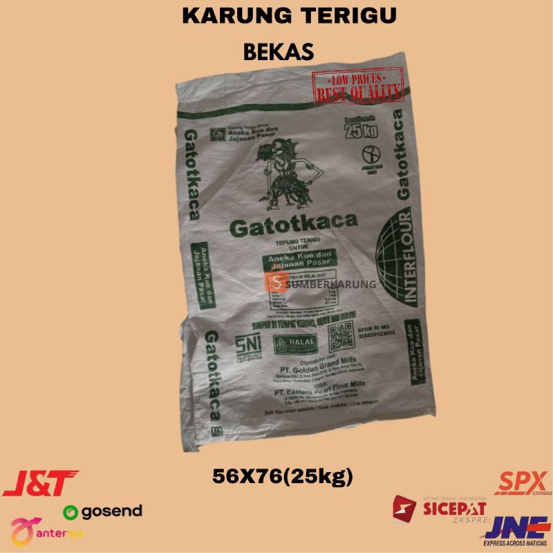 Karung Plastik Bekas Terigu 25KG 56 X 76 CM ECER /// Karung Plastik 25KG