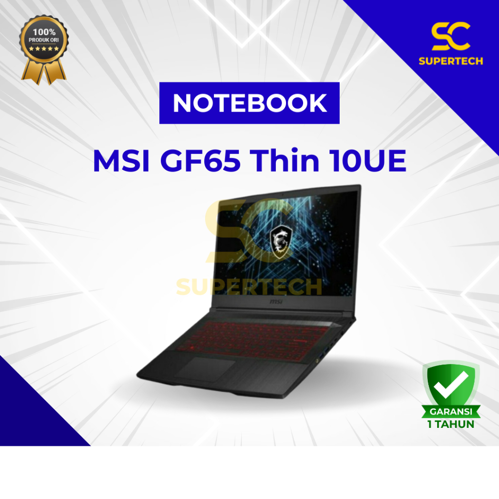 Notebook MSI GF65 Thin 10UE i5 10200H 16GB 512ssd RTX3060 6GB 15.6 W10