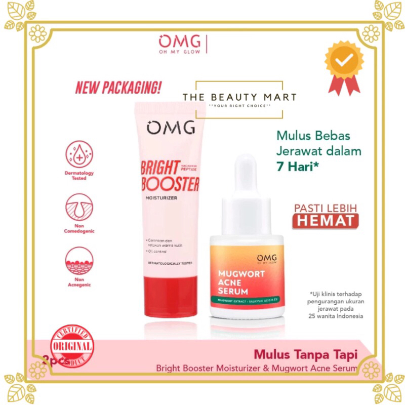 OMG Mulus Tanpa Tapi Starter Kit (Moisturizing Cream + Serum Mugwort Acne)