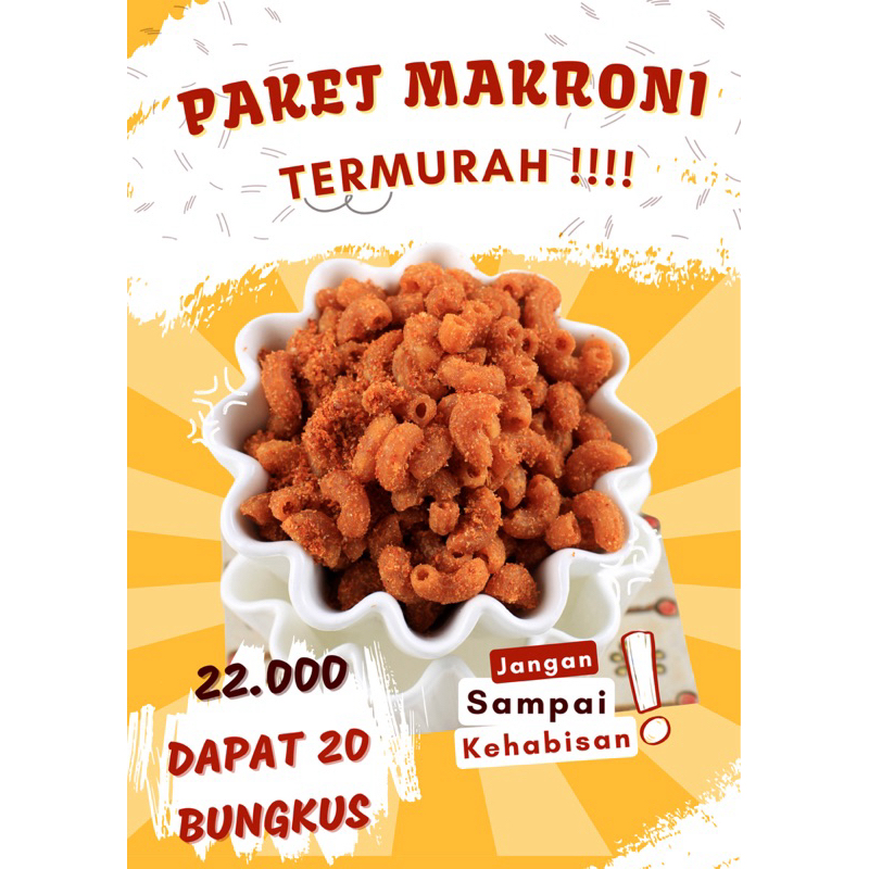 

makroni pedas 22.000 dapat 20 bungkus