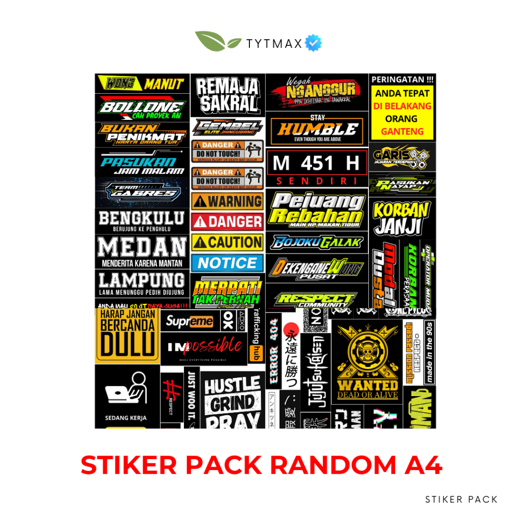 

Stiker Kata Kata Pack A4 bahan vynil die cut | Stiker Mobil | Stiker Tumblr | Stiker Koper