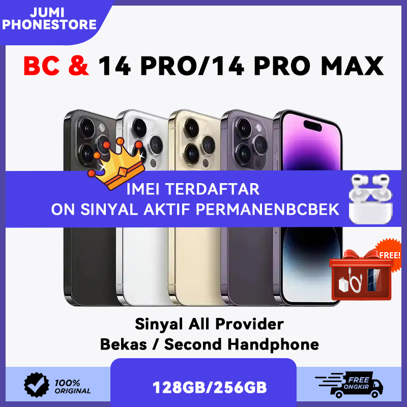 BC& IP 14 PRO & 14 PRO MAX / Handphone 14 128 256 gb / Second bekas (imei Terdaftar) / IP 14 PRO / I