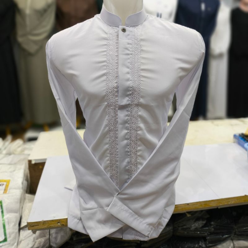 Baju Koko  Syfa Rahman Lengan Panjang Putih Bersih/Koko Lengan Panjang Syfa Rahman Premium