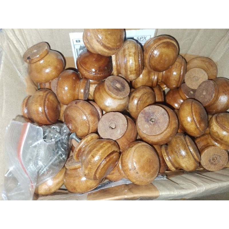 Knob Kayu Bulat Natural – Gagang Lemari, Laci, dan Furnitur