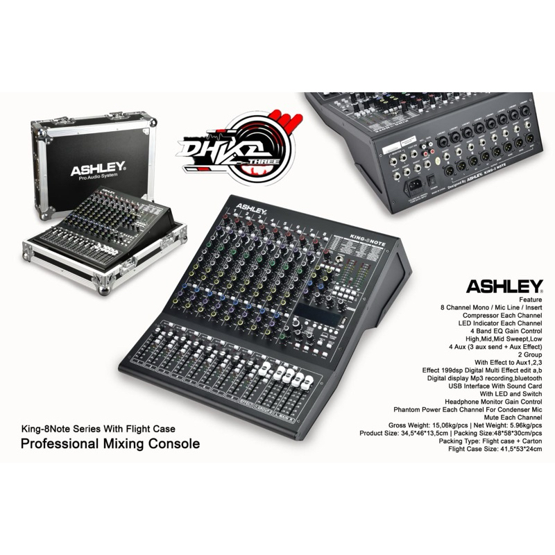 MIXER ASHLEY KING 8 NOTE SERIES WITH FLIGHT CASE / MIIXER ASHLEY KING NOTE 8 WITH HARDCASE / Mixer A
