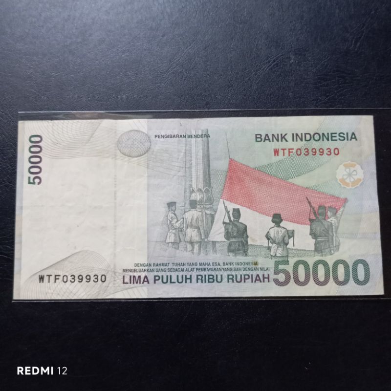 RADAR uang kertas 50000 wr supratman 039930 asli bekas baik