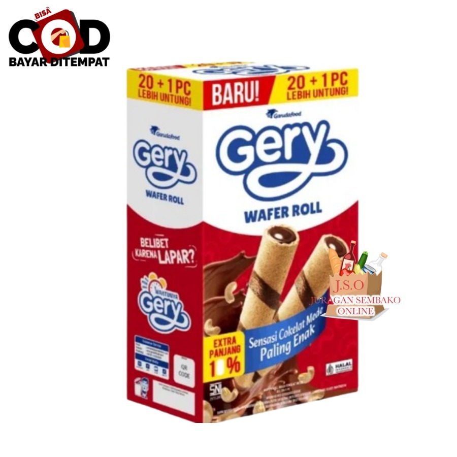 

[JSO]Gery Wafer Roll Box lsi 20x15gr Wafer Roll Cokelat Mede Snack Cemilan Murah Halal