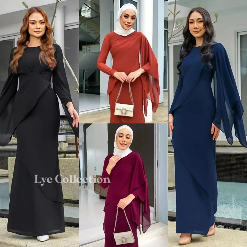 Lye Gamis Ceruty Babydoll Full Puring Lyli Dress Baju Lebaran Wanita Muslimah Terlaris/Gamis Malaysi