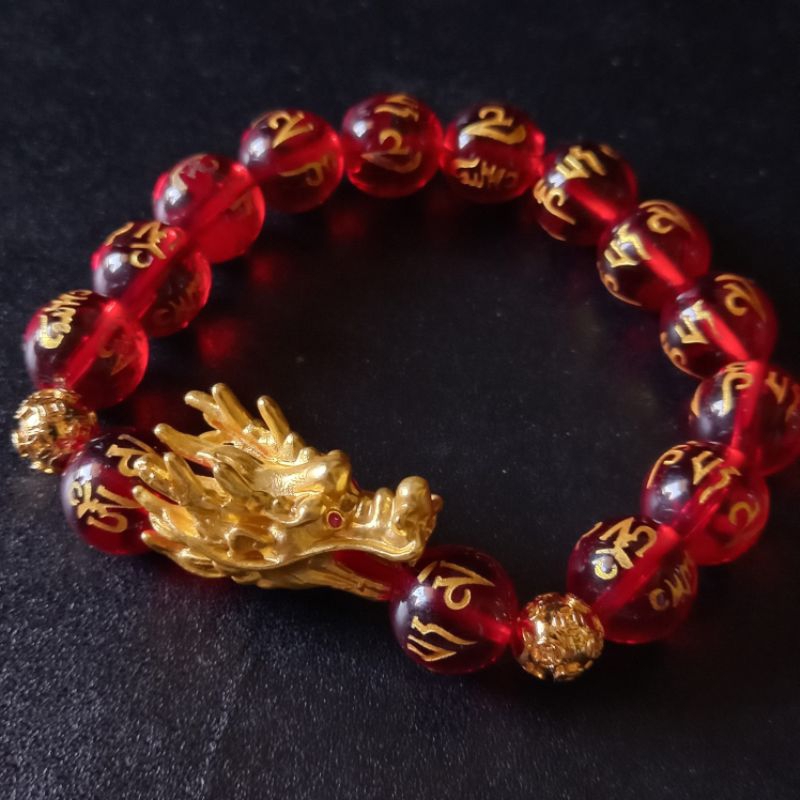 gelang naga emas kristal aksara mantra keberuntungan