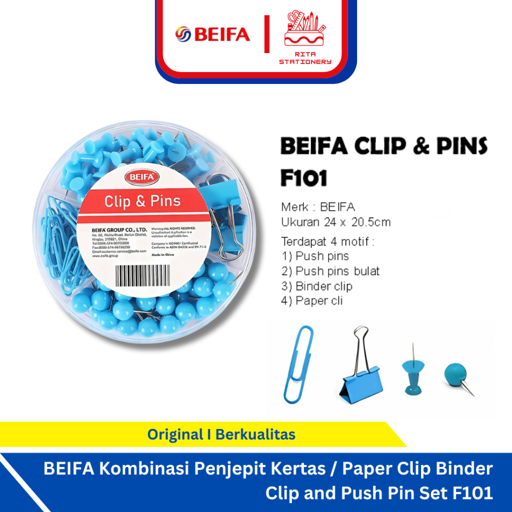 

BEIFA Kombinasi Penjepit Kertas / Paper Clip Binder Clip and Push Pin Set F101