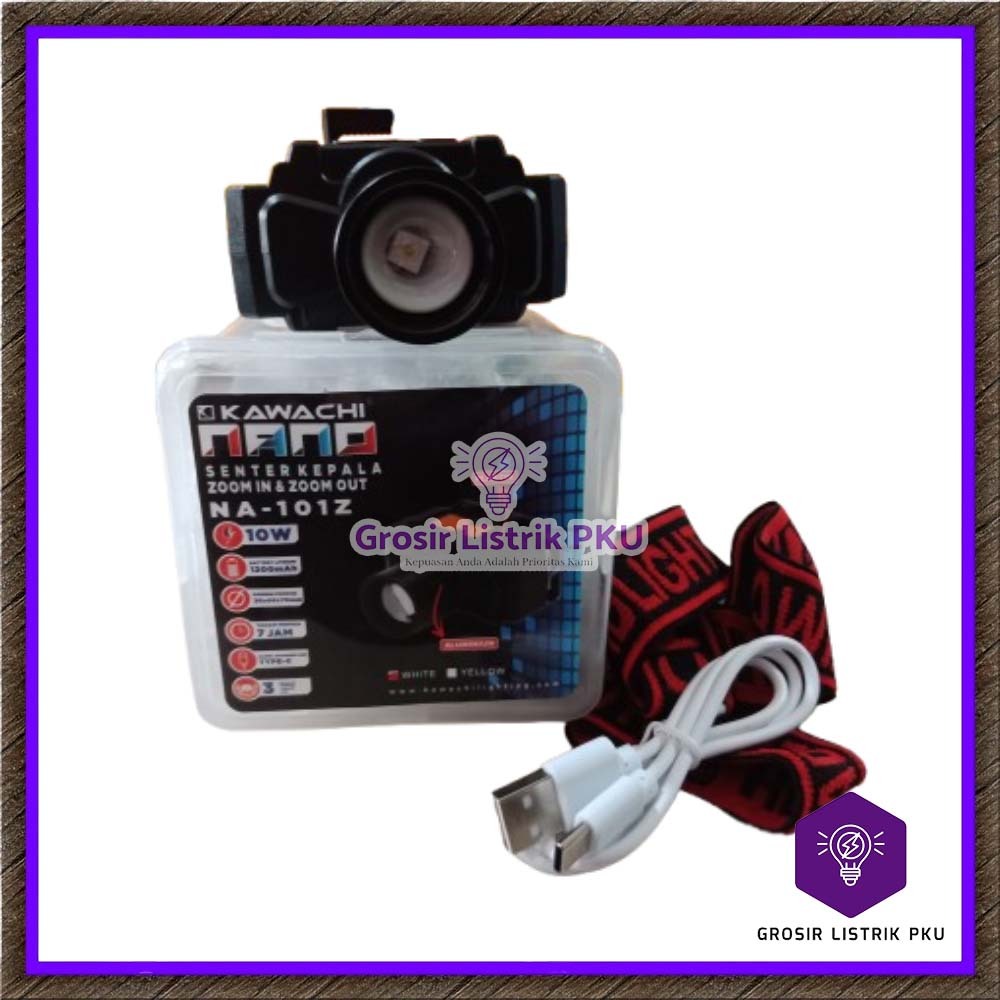 Senter Kepala Kawachi Nano NA-101Z Super Terang Zoom 10 Watt Original Kawachi Tahan Lama Murah Jauh