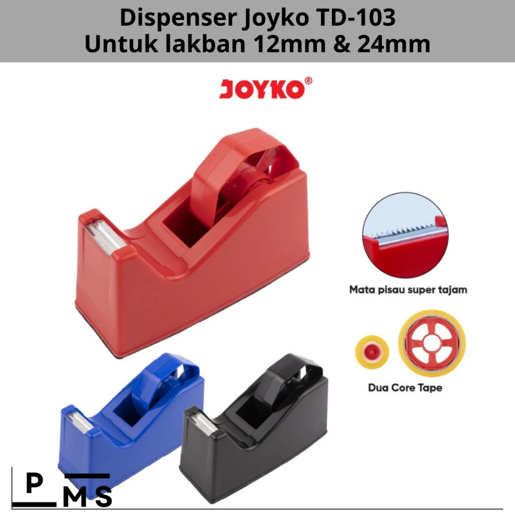 

Tape Cutter Tape Dispenser Lakban Isolasi Pemotong Pita Perekat Joyko TD-103 Untuk Isolasi 12mm & 24mm