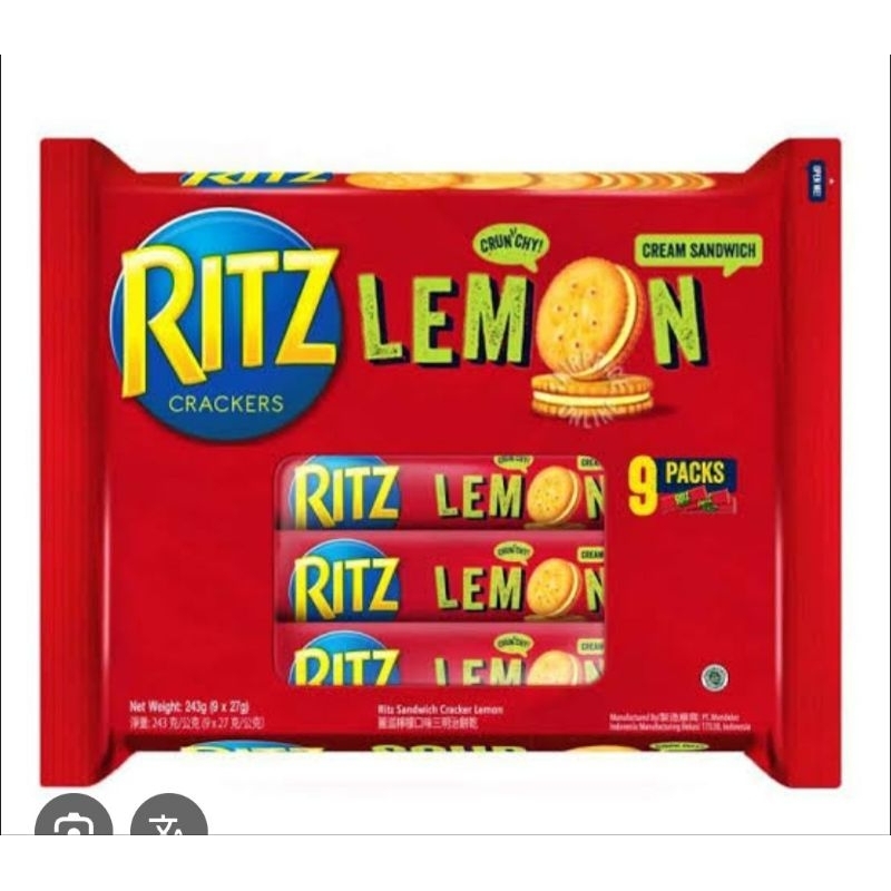 

RITZ CRACKER LEMON SANDWICH BISCUIT ORIGINAL SINGAPORE BISKUIT PER PACK ISI 9 BUNGKUS