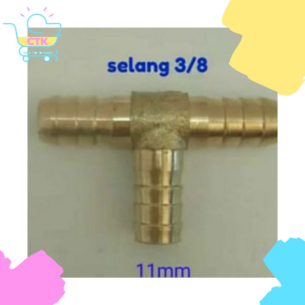 Y T Lurus Cabang Sembungan Selang Kompor Gas Pararel 3 Kuningan Nepel Konektor