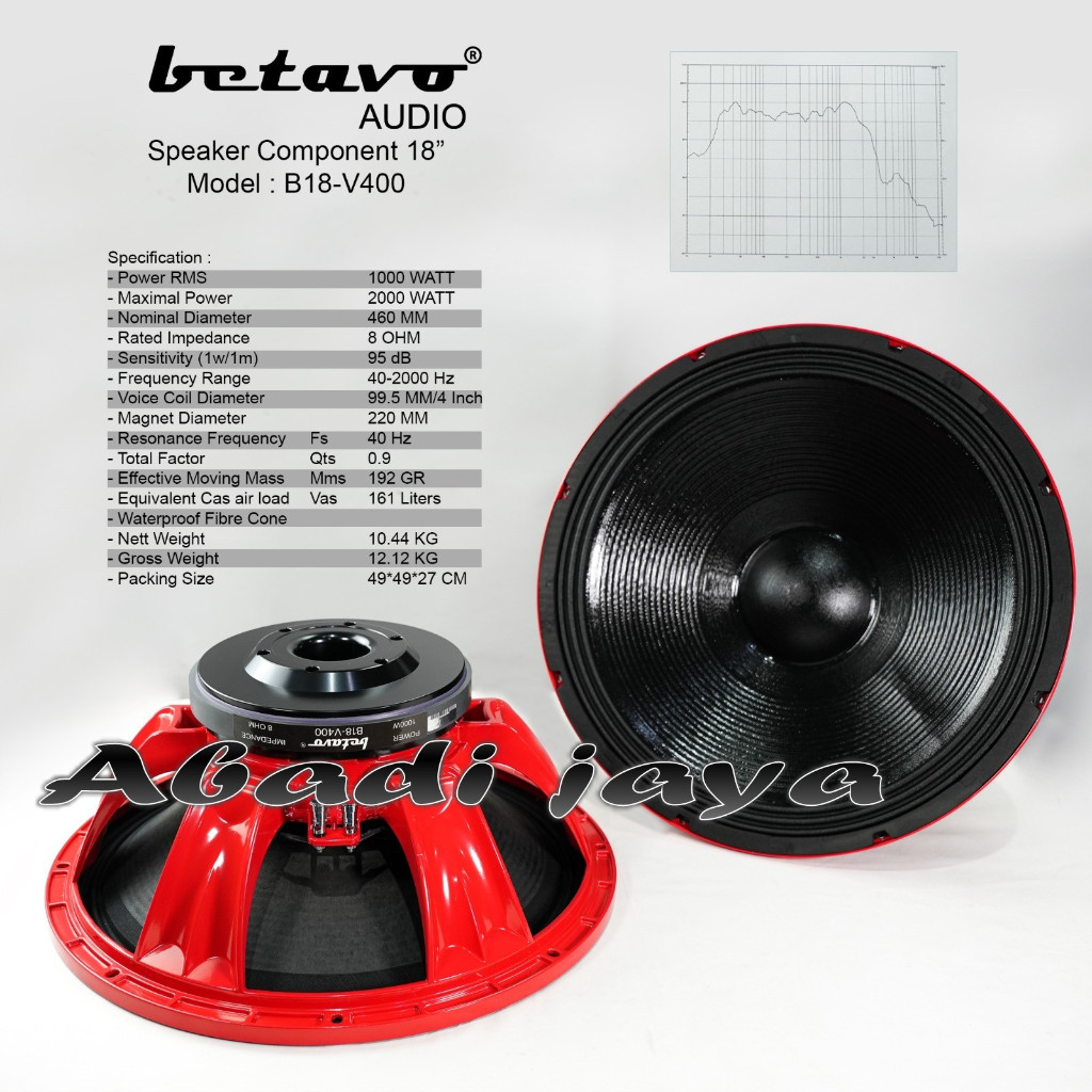 Speaker Betavo B18 V400 / B18V400 / B 18V400 18 inch 1 BUAH ORIGINAL