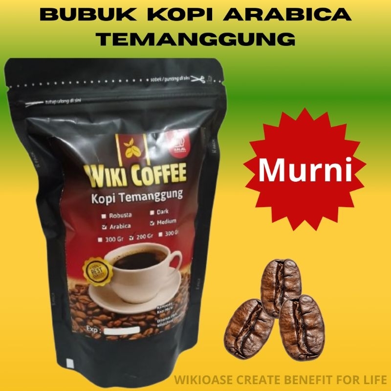 

Bubuk Kopi Arabica Temanggung Premium Murni Wiki Coffee Asli